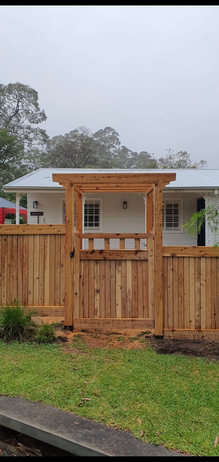 Finished timber fence